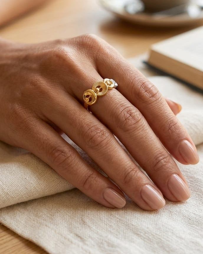 9K Two-Tone Gold Concentric Circle Ring