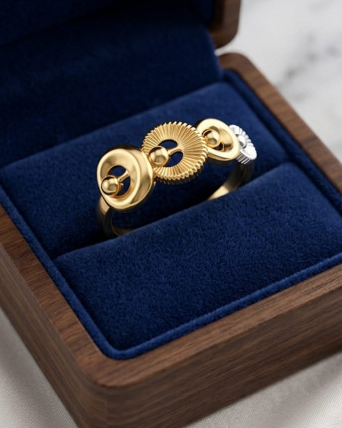 9K Two-Tone Gold Concentric Circle Ring