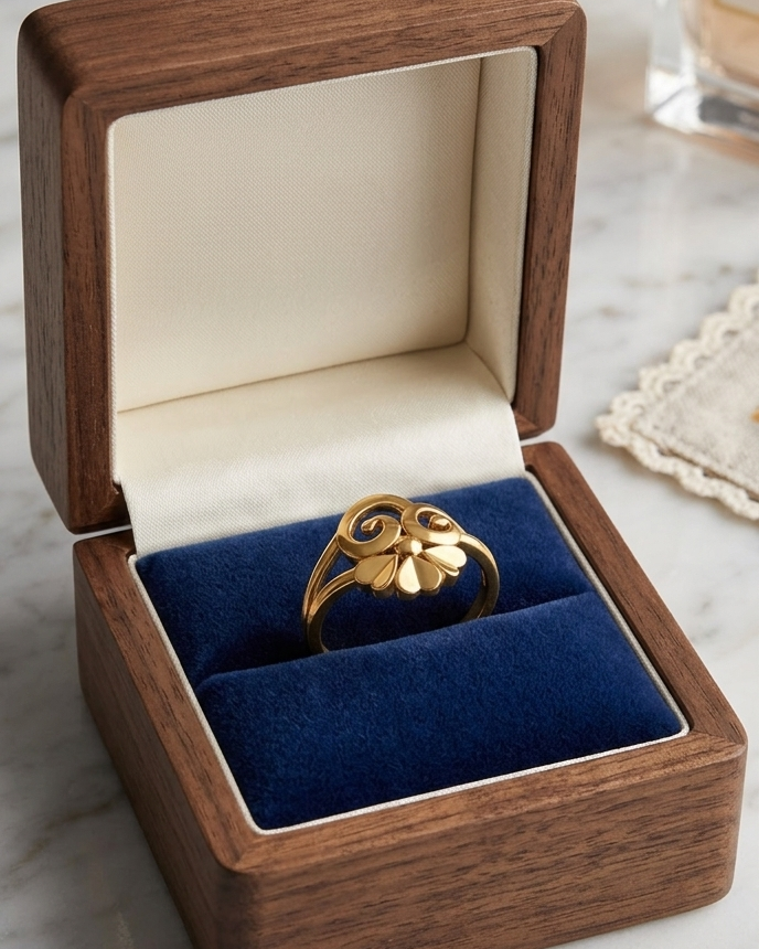 9K Floral Filigree Scroll Ring