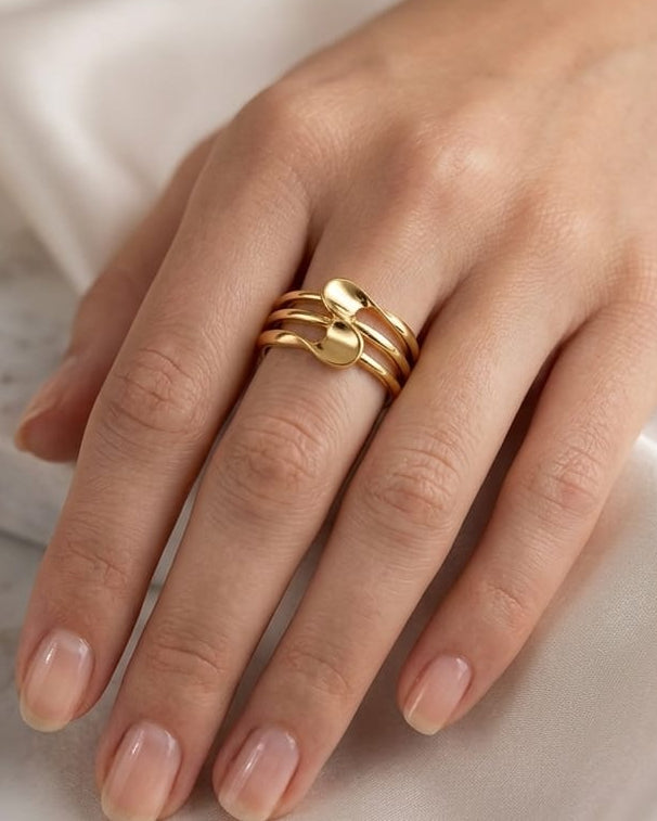 9K Triple Band Interlocking Disc Ring