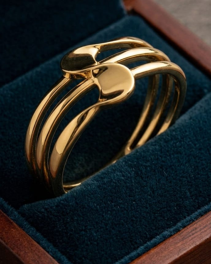 9K Triple Band Interlocking Disc Ring