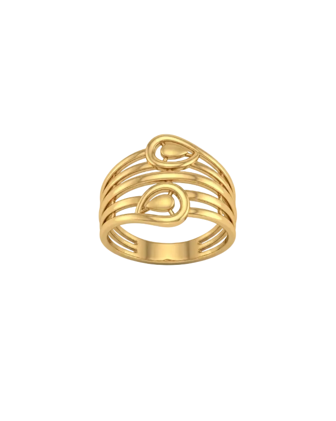 9K Gold Dual Heart Multi-Band Ring
