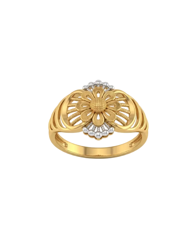 9K Floral Radiance Filigree Ring