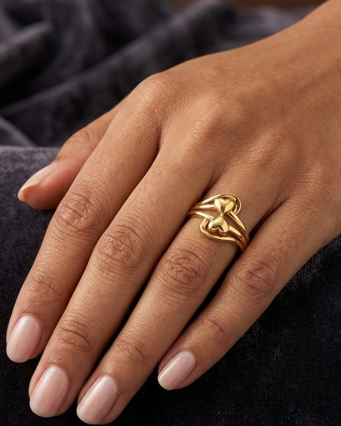 9K Gold Interlocking Knot Swirl Ring