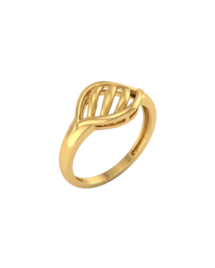 9K Curved Ribbed Dome Ring