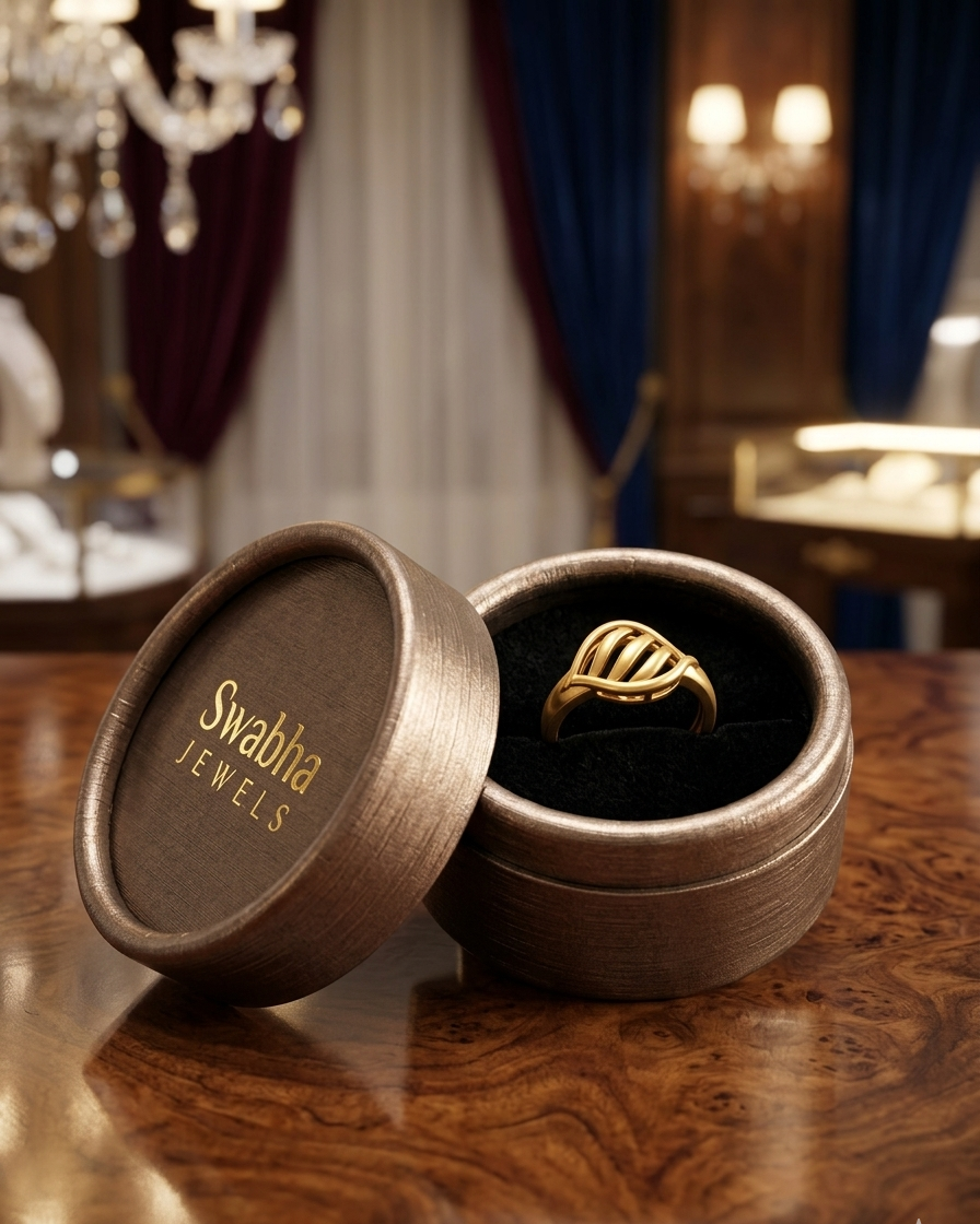 9K Curved Ribbed Dome Ring