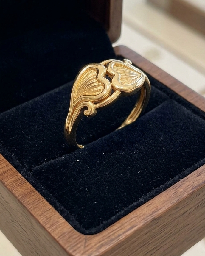 9K Double Heart Toi et Moi Ring