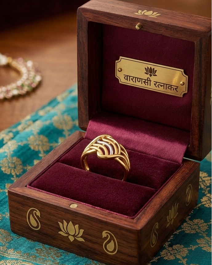 9K Two-Tone Gold Wave Filigree Ring