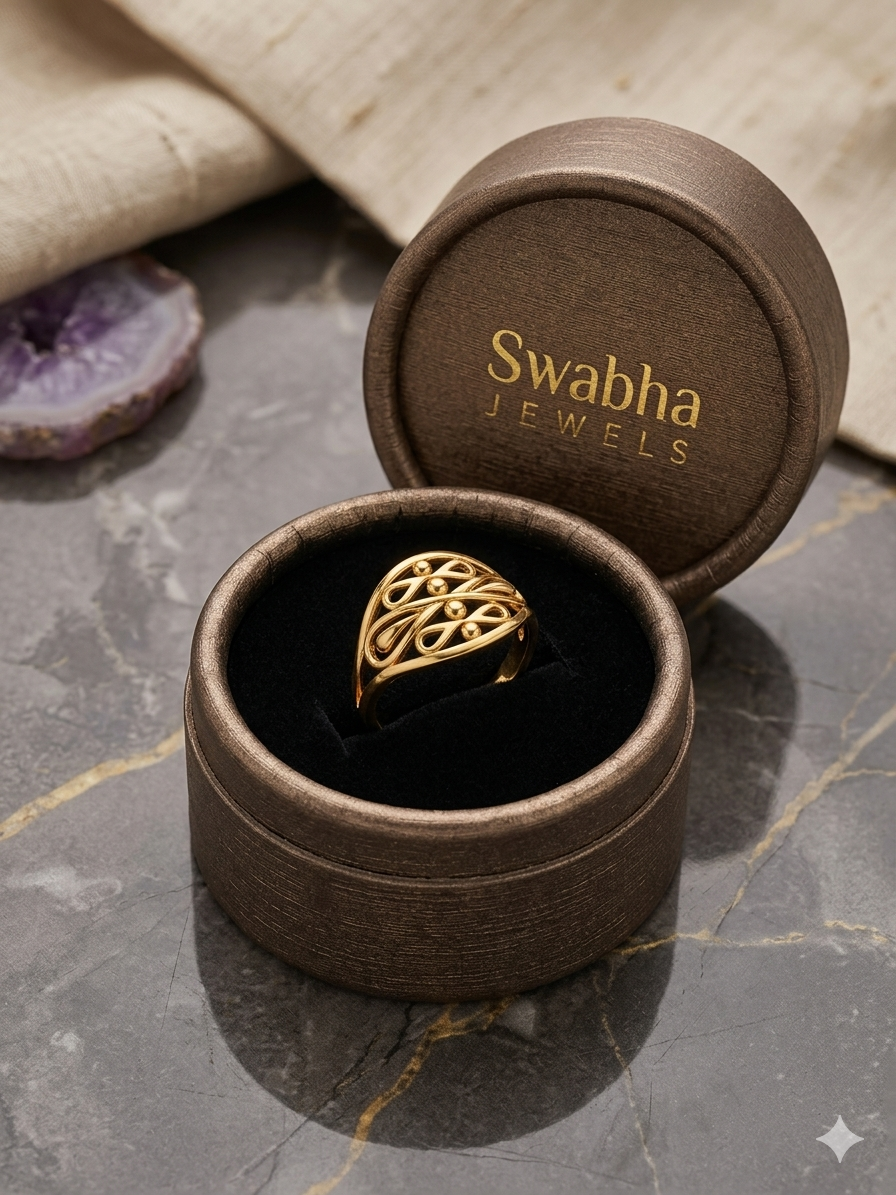 9K Gold Abstract Filigree Wave Ring