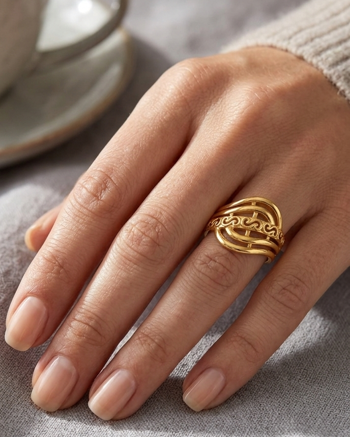9K Gold Multi-Strand Olive Leaf Ring