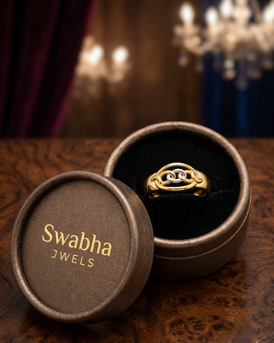 9K Two-Tone Gold Interlocking Link Ring