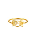 9K Gold Tropical Flower and Monstera Leaf Ring