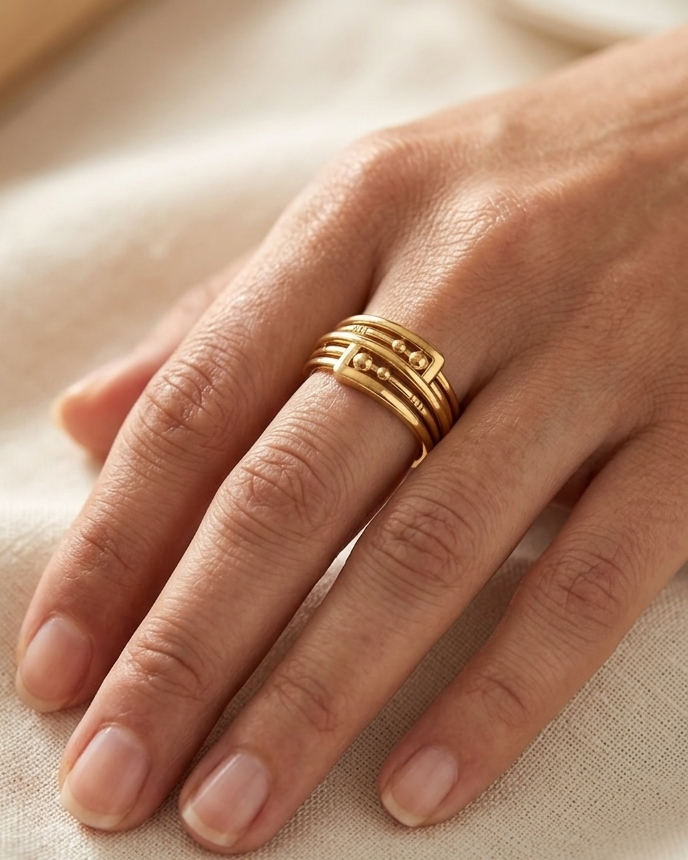 9K Gold Filigree Pattern Band Ring