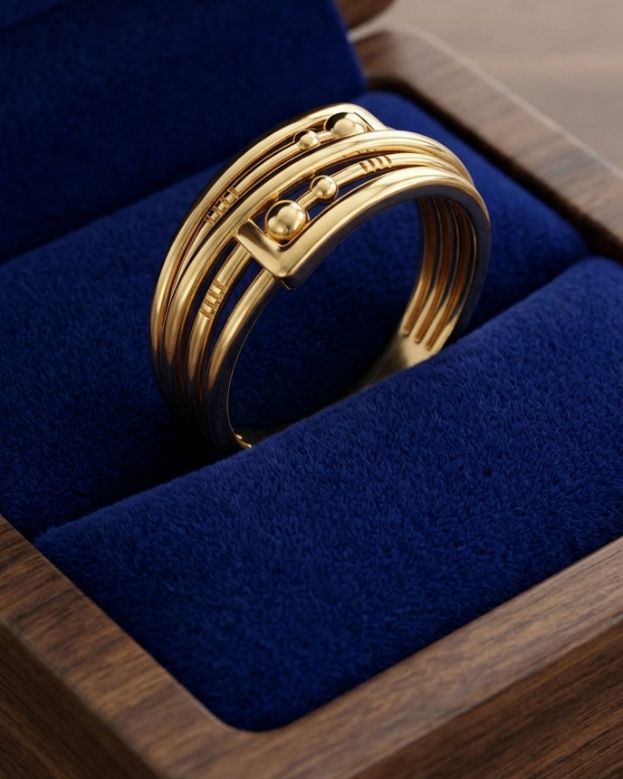 9K Gold Filigree Pattern Band Ring