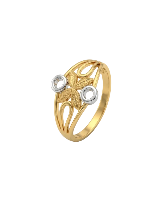 9K Two-Tone Gold Floral Filigree Ring