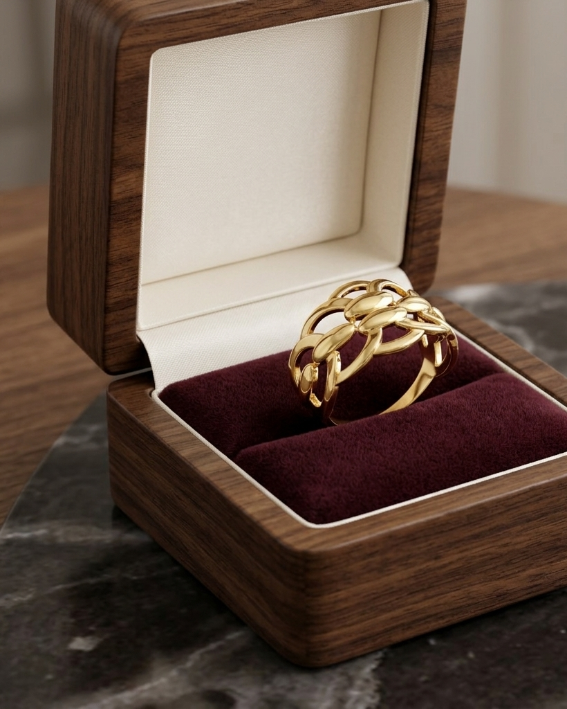 9K Triple Row Interlocking Oval Band Ring