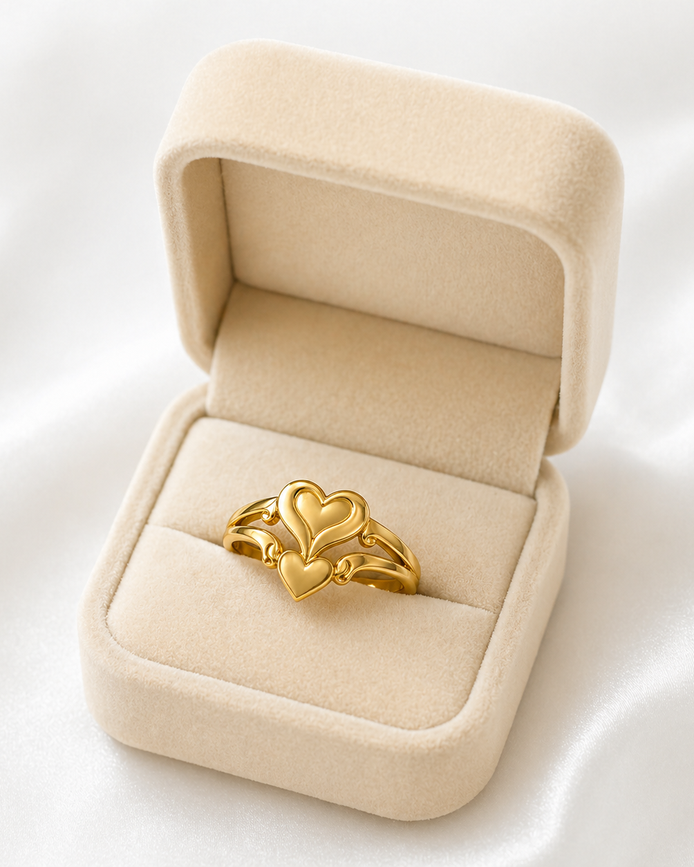 9K Double Heart Bypass Ring