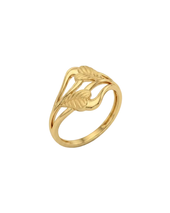 9K Gold Twin Leaf Bypass Ring