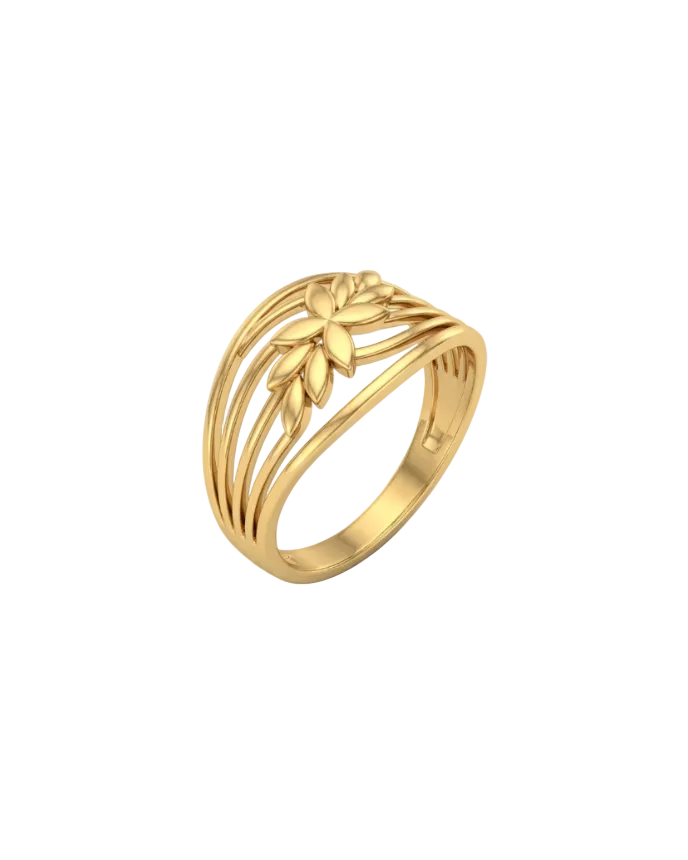9K Gold Multi-Strand Laurel Leaf Ring