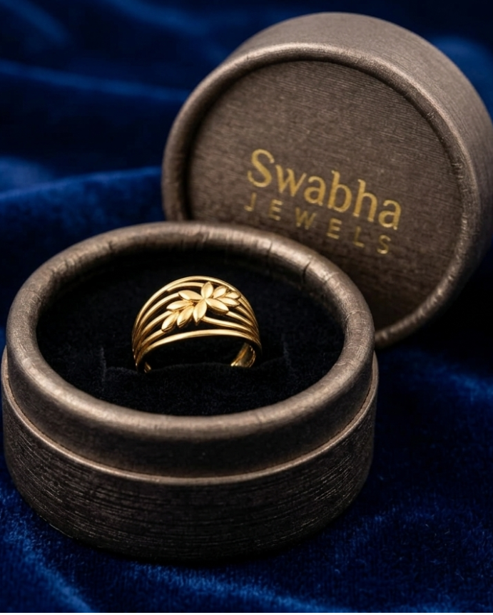 9K Gold Multi-Strand Laurel Leaf Ring