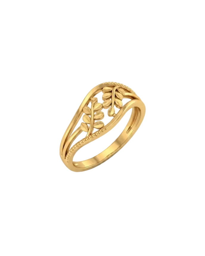 9K Double Leaf Filigree Ring