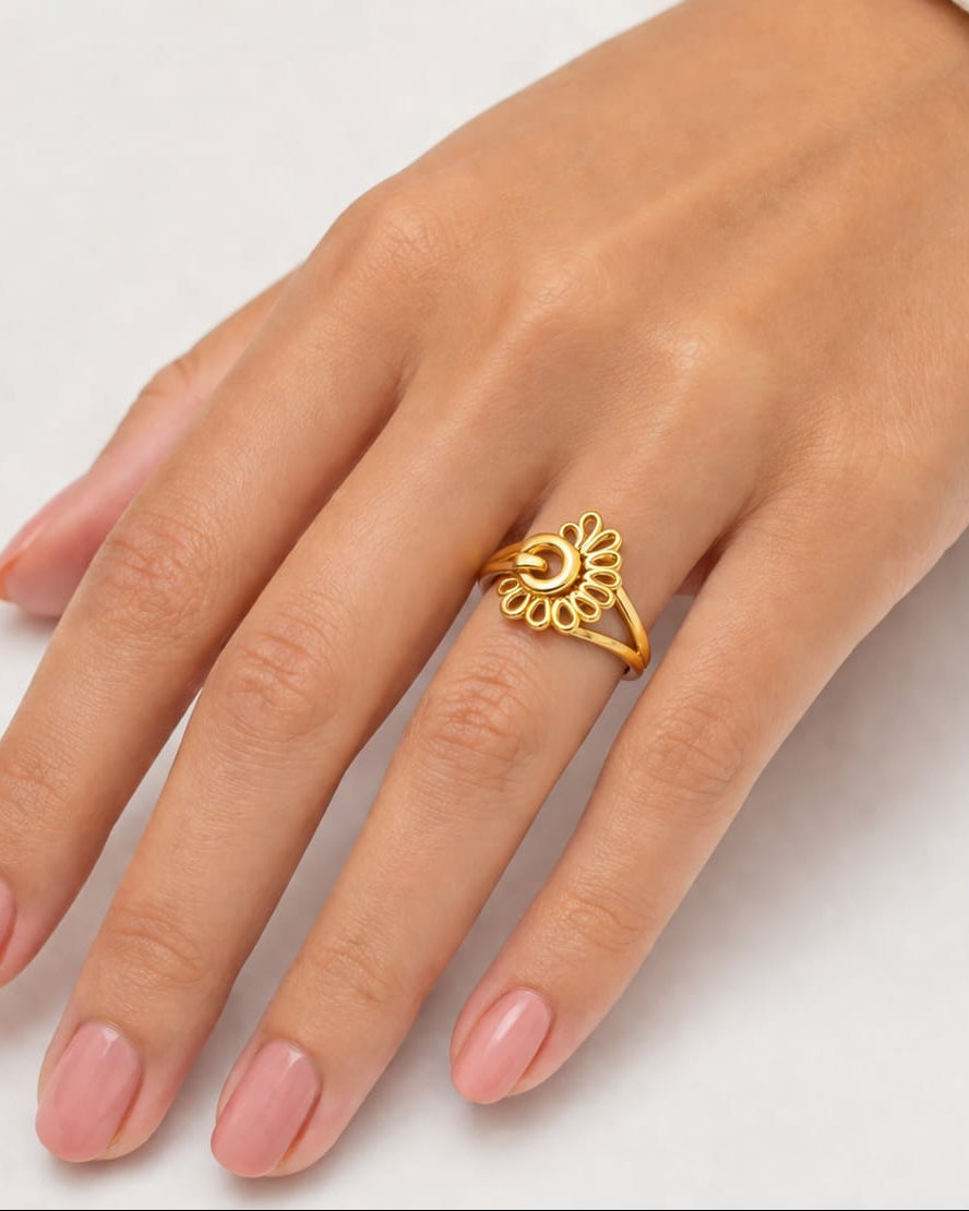 9K Openwork Flower Split-Shank Ring