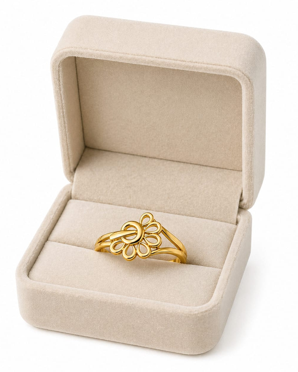 9K Openwork Flower Split-Shank Ring