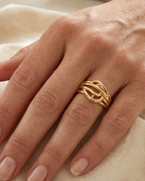 9K Gold Beaded Abacus Band Ring