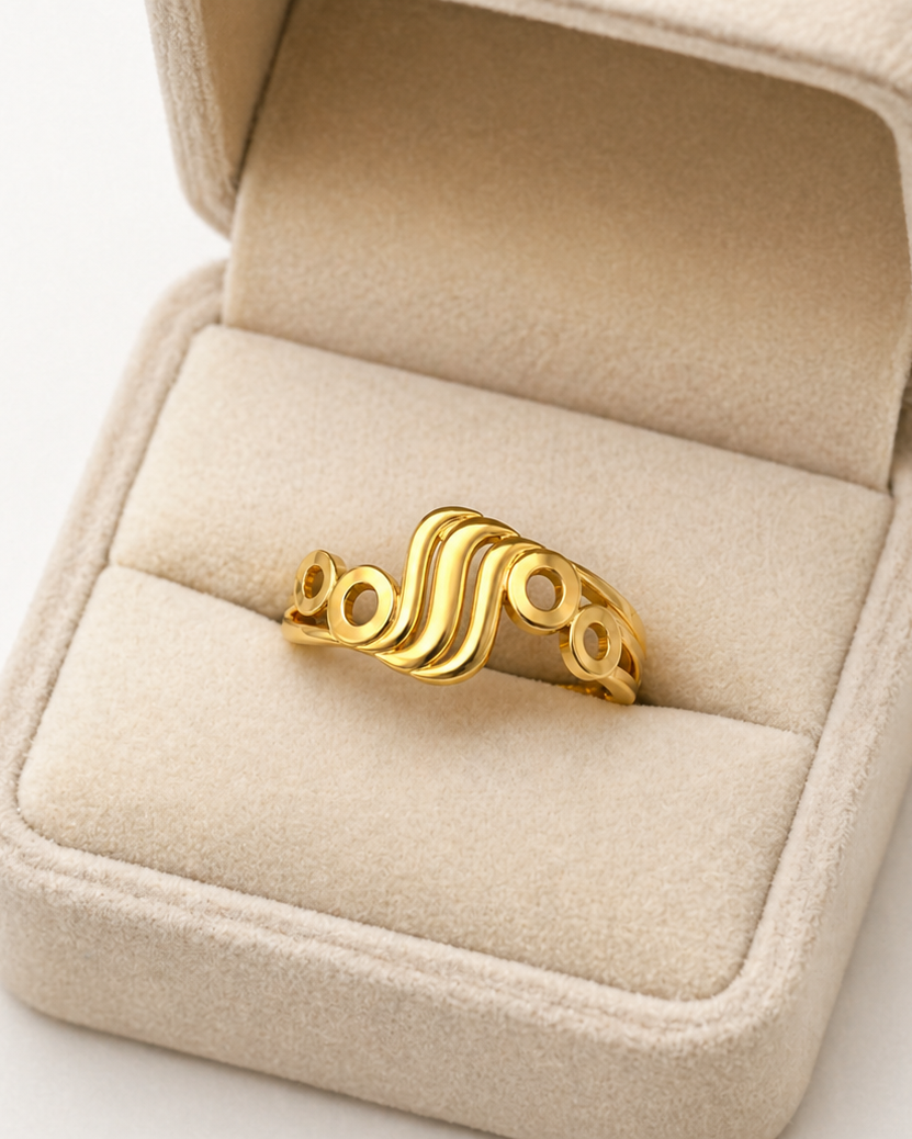 9K Wave Flow Gold Ring