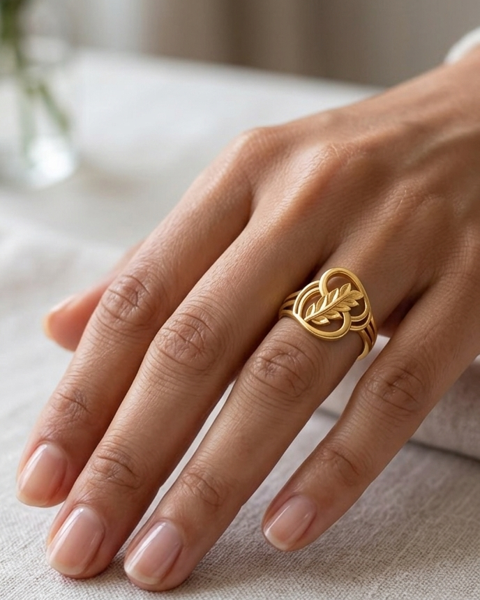 9K Heart & Feather Infinity Ring