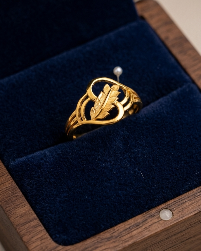 9K Heart & Feather Infinity Ring