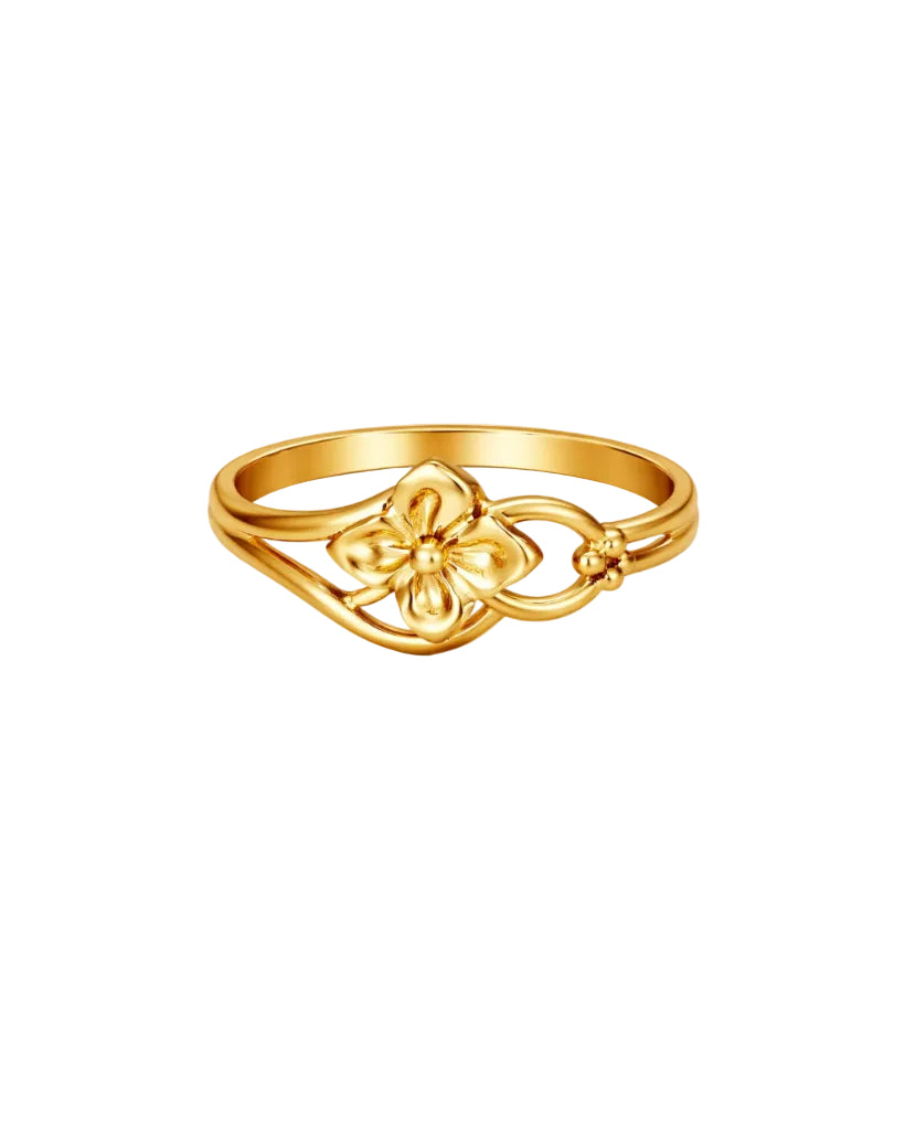 9K Gold Floral Filigree Bypass Ring