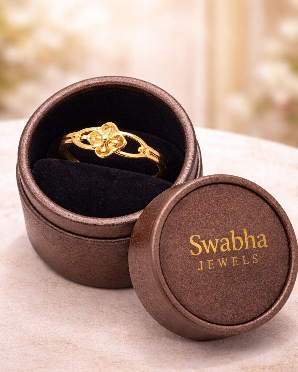 9K Gold Floral Filigree Bypass Ring