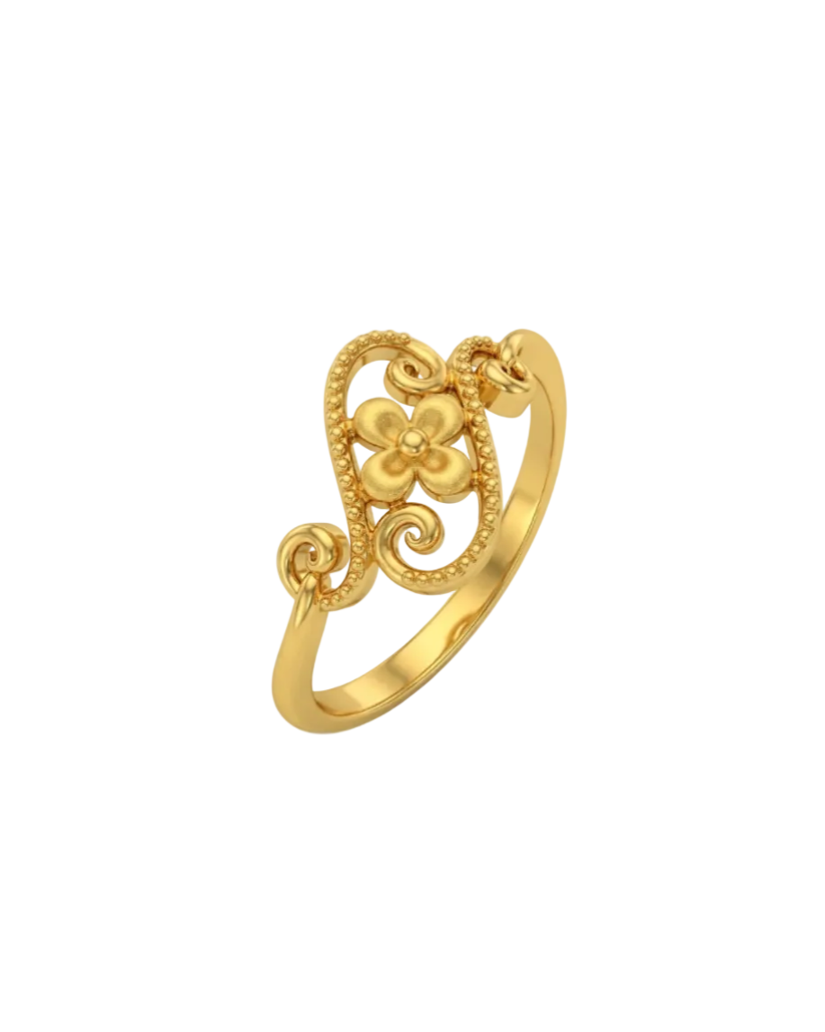 9K Gold Filigree Floral Scroll Ring
