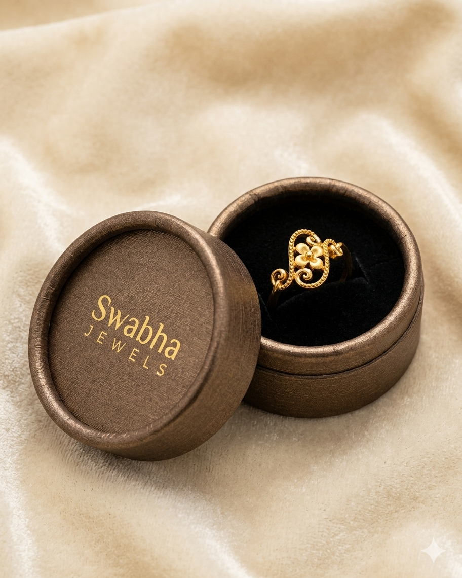 9K Gold Filigree Floral Scroll Ring