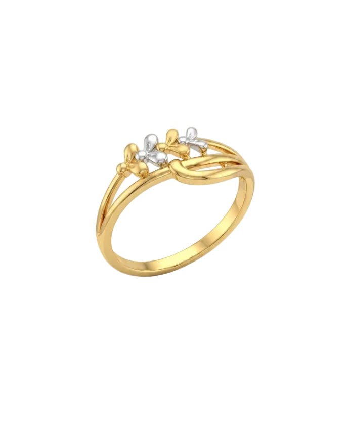 9K Two-Tone Gold Triple Butterfly Bypass Ring