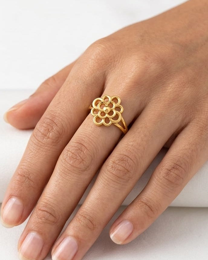 9K Gold Concentric Petal Bloom Ring