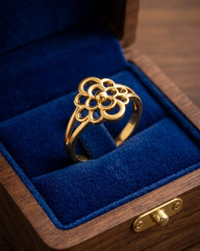 9K Gold Concentric Petal Bloom Ring