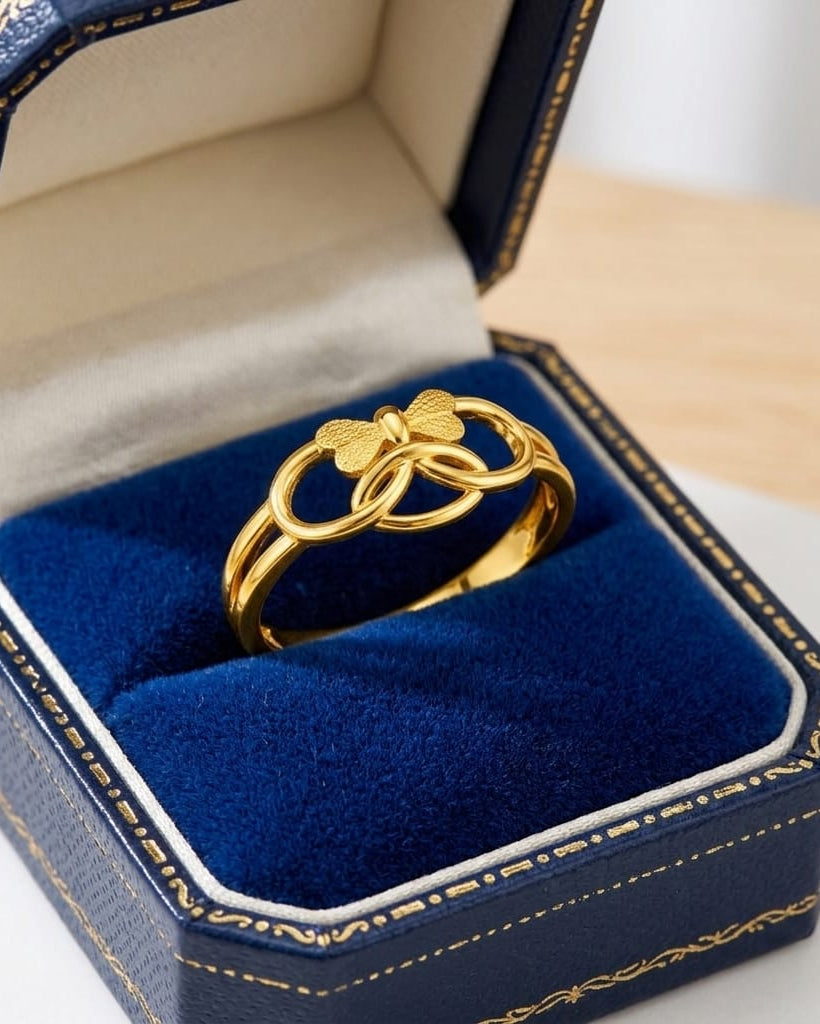 9K Butterfly Infinity Link Ring