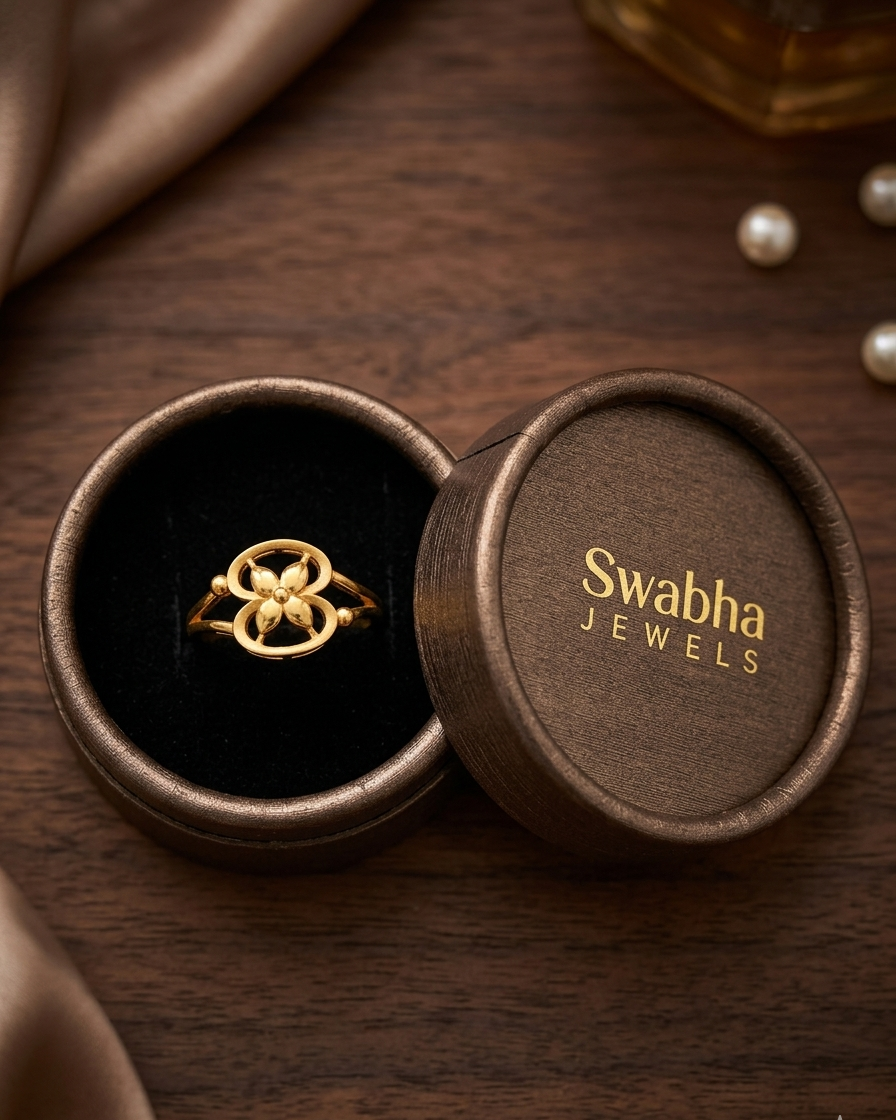 9K Gold Openwork Floral Butterfly Ring