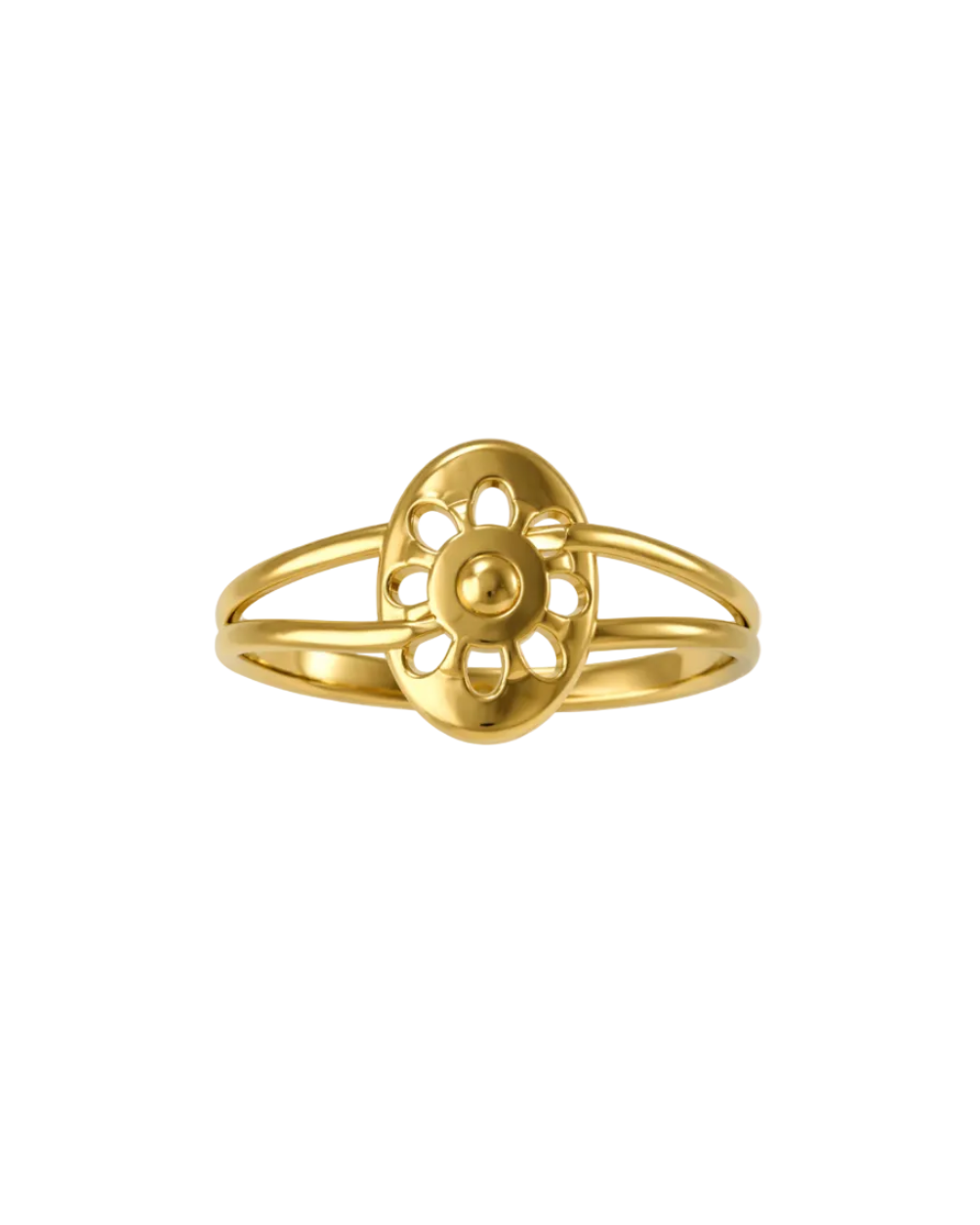 9K Daisy Medallion Split-Shank Ring