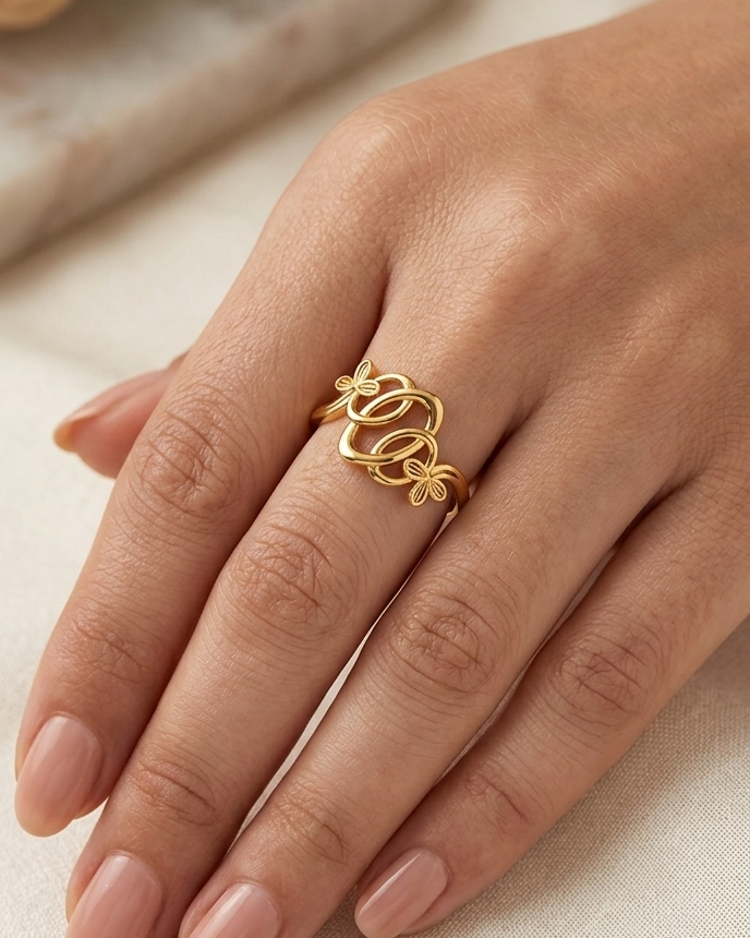 9K Floral Filigree Knot Ring