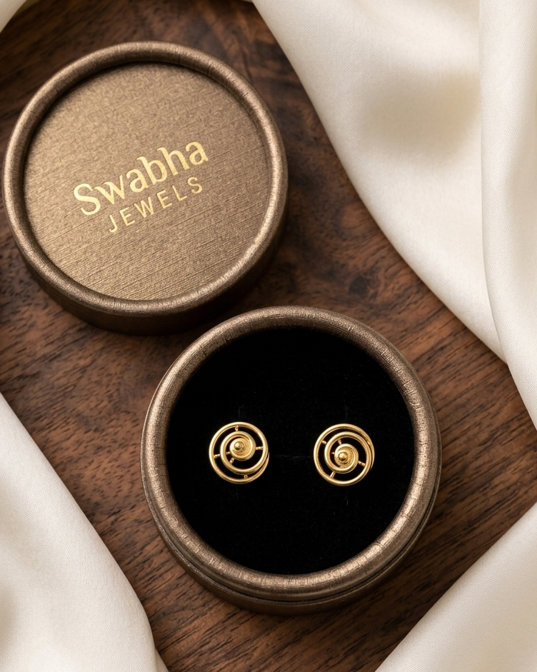 9k Golden Spiral Stud Earrings