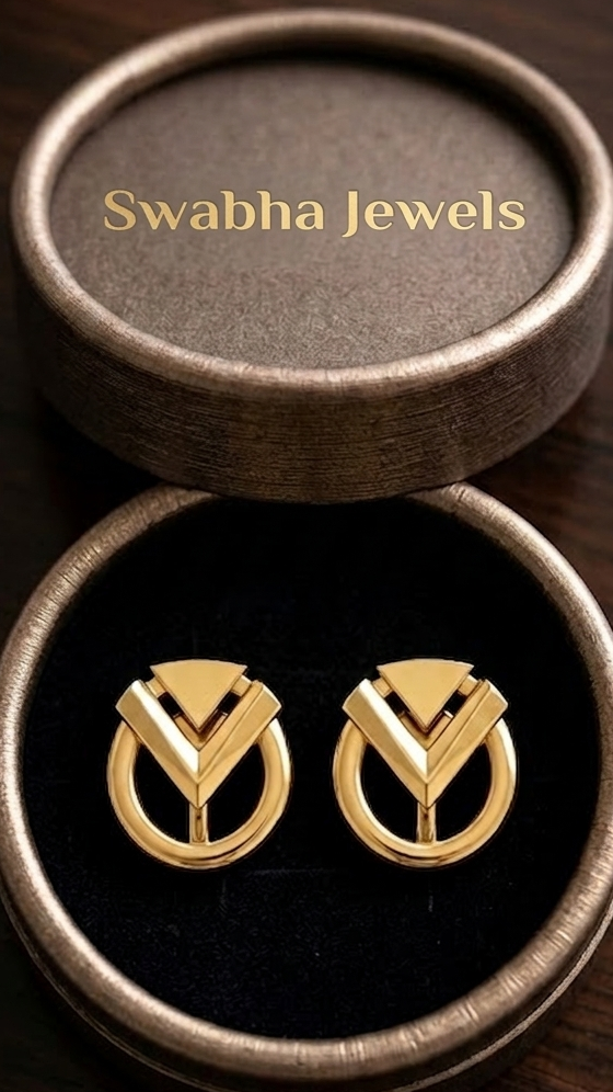 9k Geometric V-Link Drop Earrings