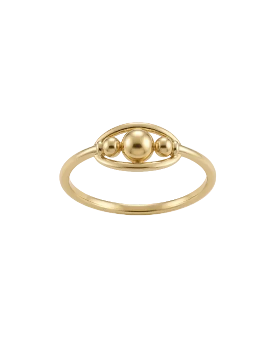 9k Triple Bead Gold Ring