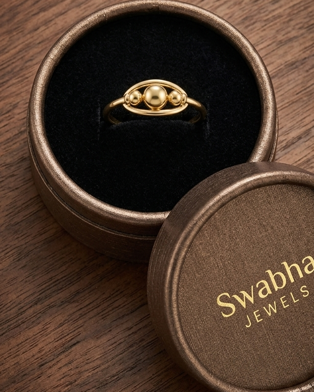 9k Triple Bead Gold Ring