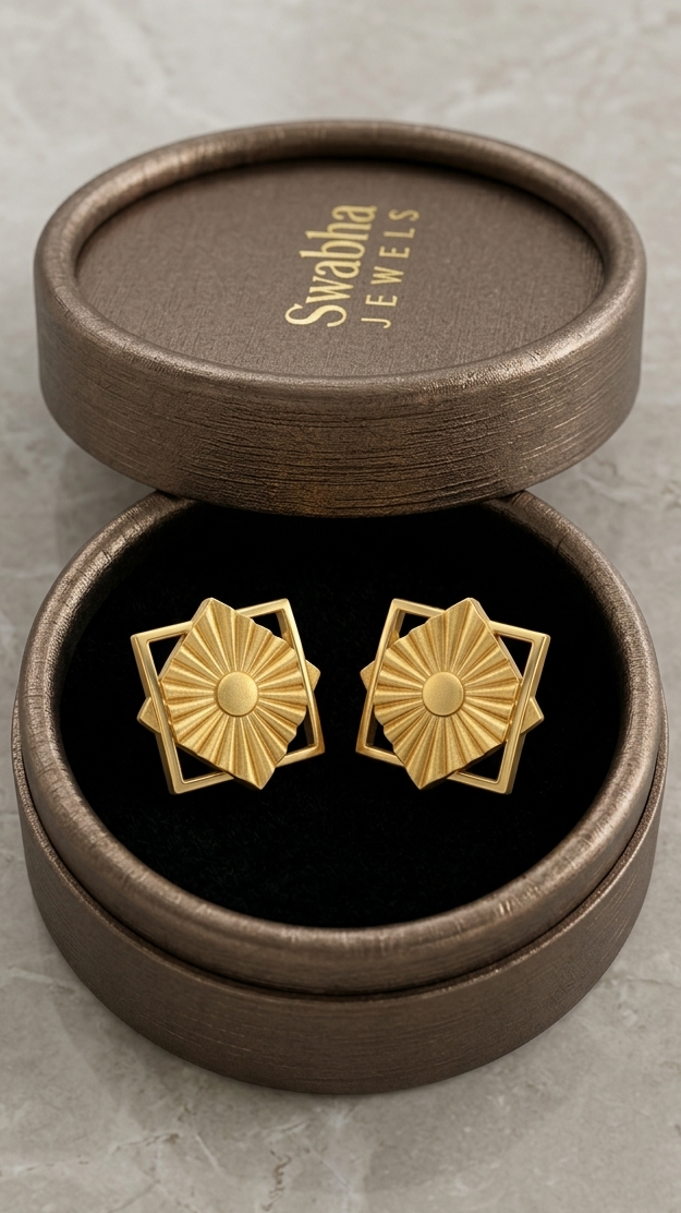 9K Radiant Sunburst Geometric Earrings