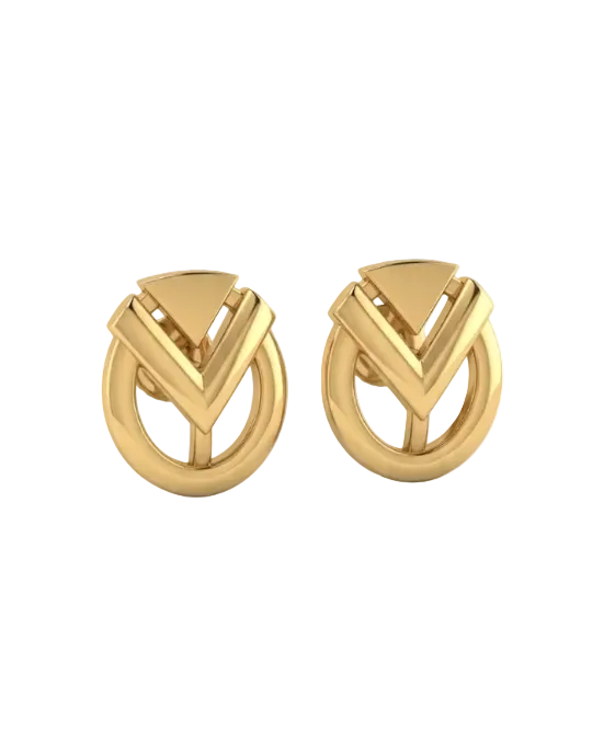 9k Geometric V-Link Drop Earrings
