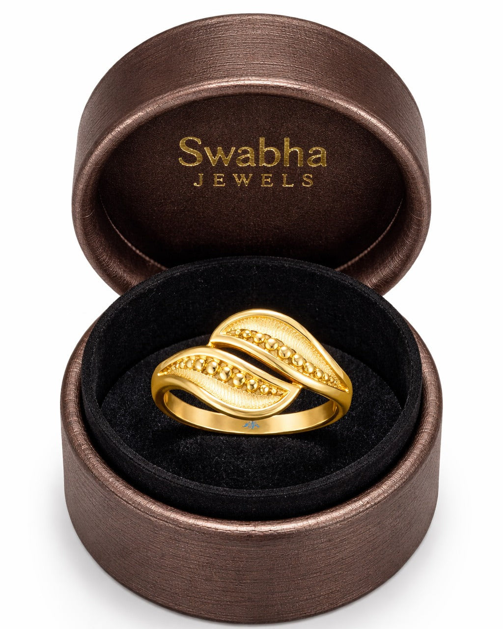 9K Leaf Motif Wrap Ring